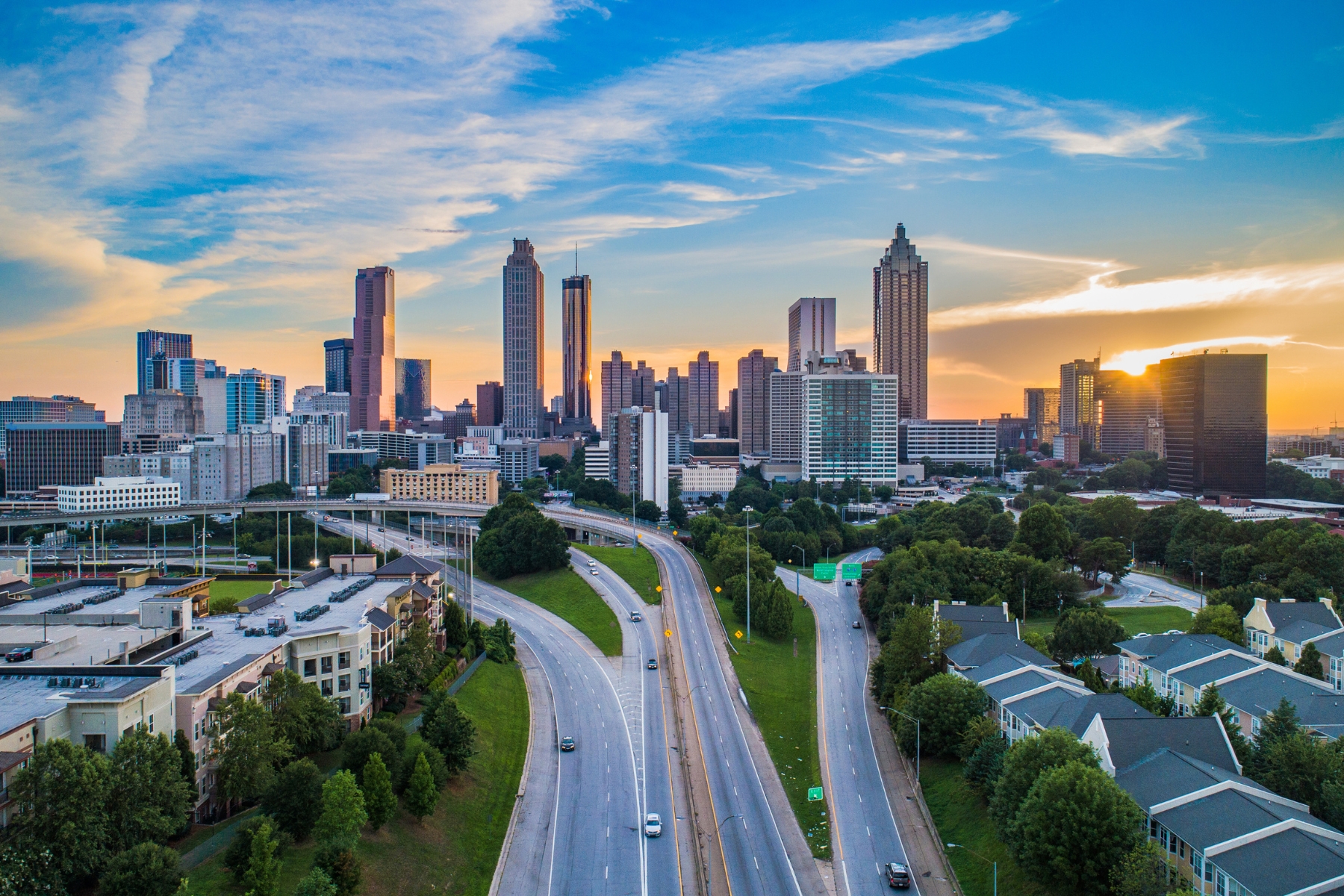 view of Atlanta from Jefferson St bridge