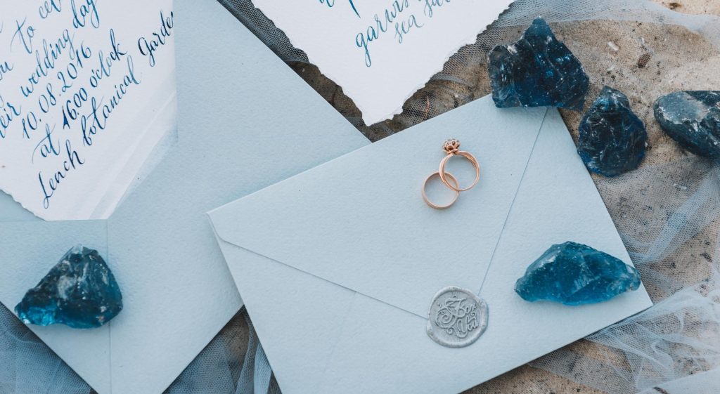 Blue wedding invitation suite