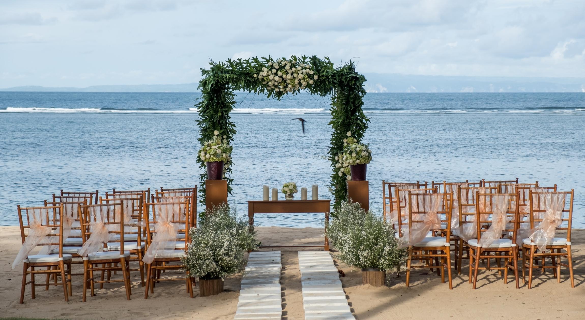 Beach wedding set up