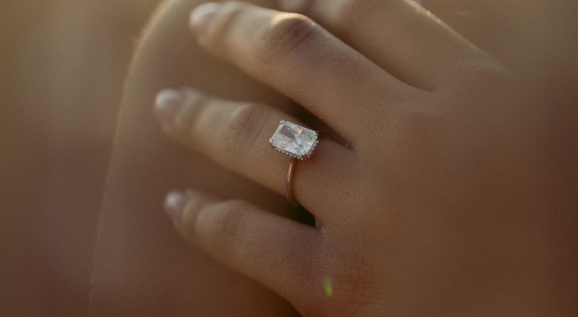 Close up of an engagement ring