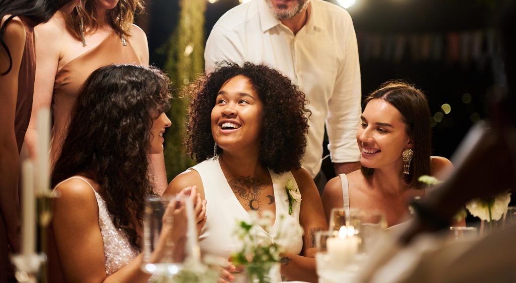 A group of people at dinner