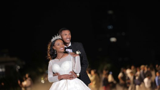 A Black couple on their wedding day