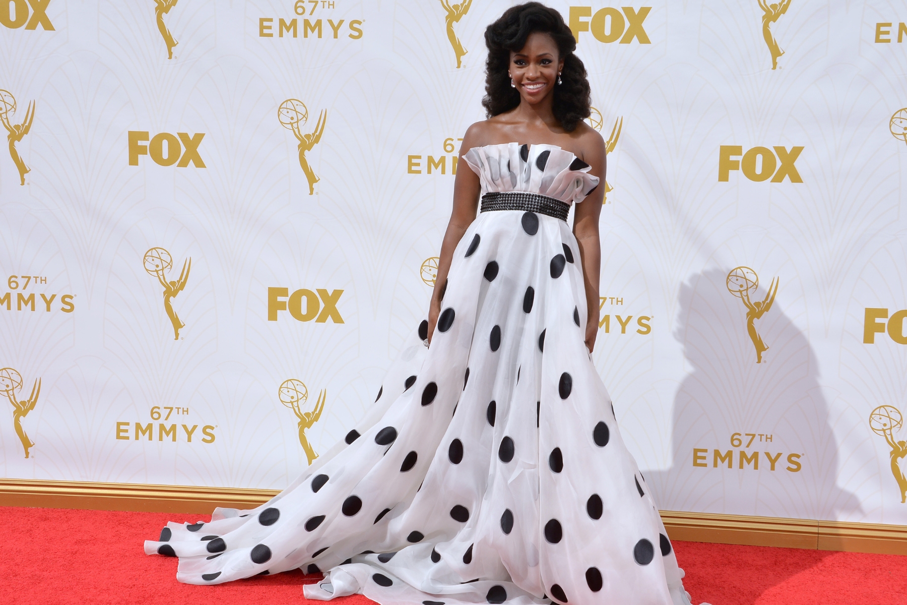 The Emmys red carpet is full of black and white polka dot dresses