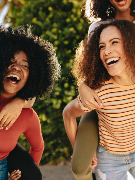A group laughing and having fun together.