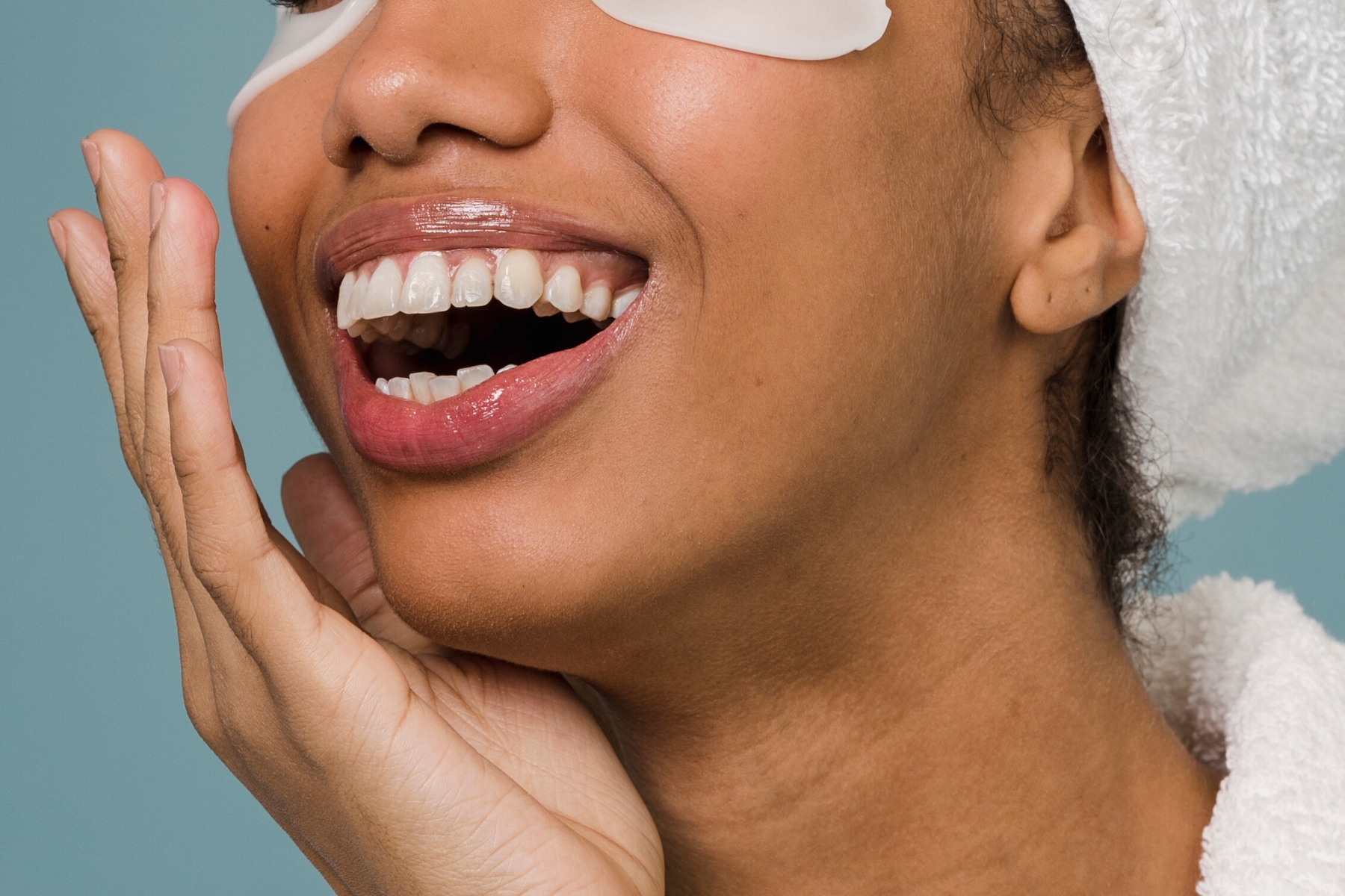 a person with eye patches on their face