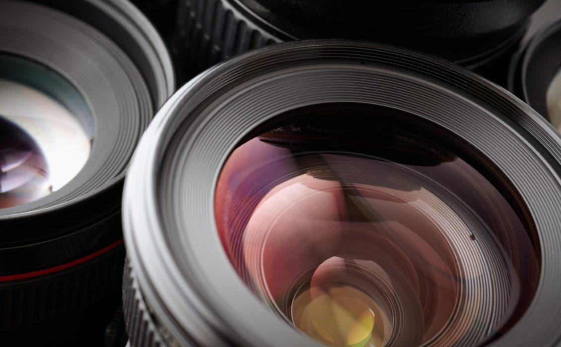Close up of camera lenses