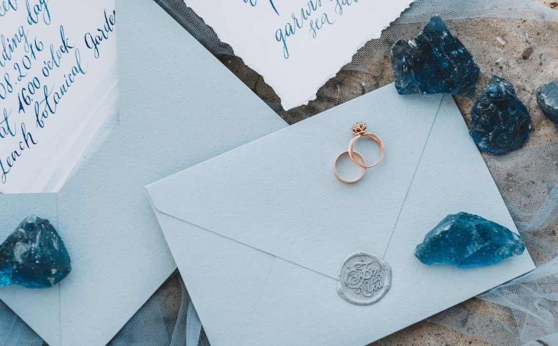 Blue wedding invitation suite