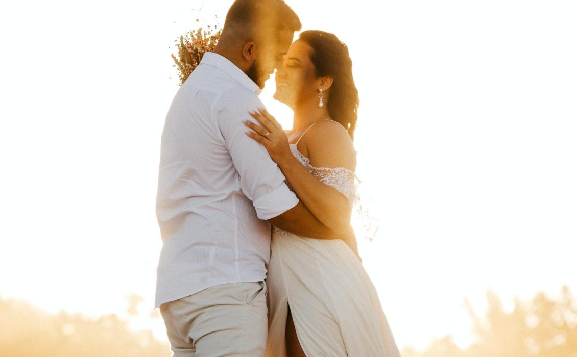 A couple embracing