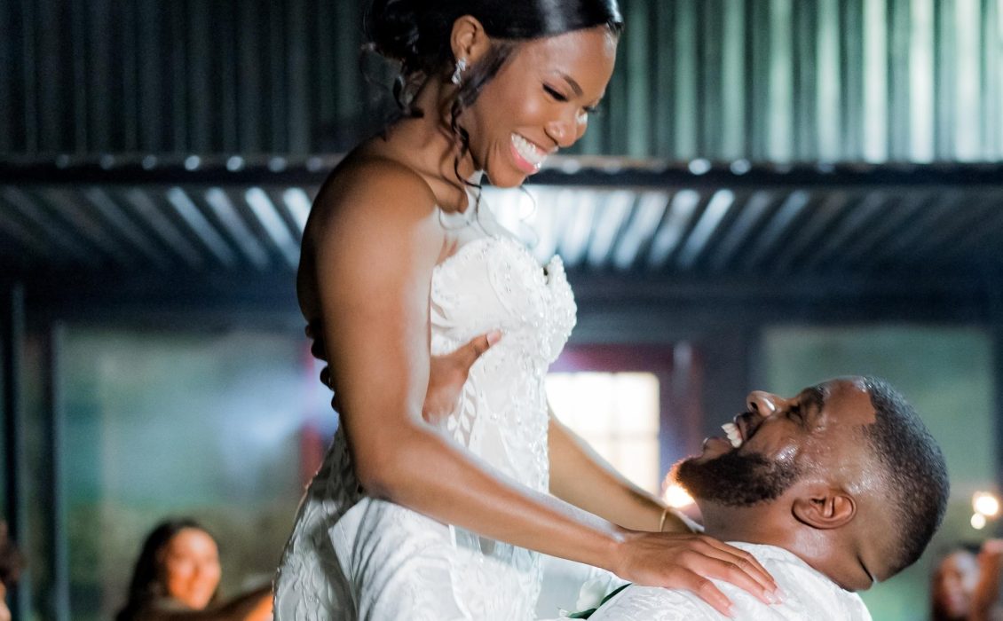 A Black couple on their wedding day